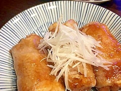 ポン酢で簡単☆厚揚げの肉巻き